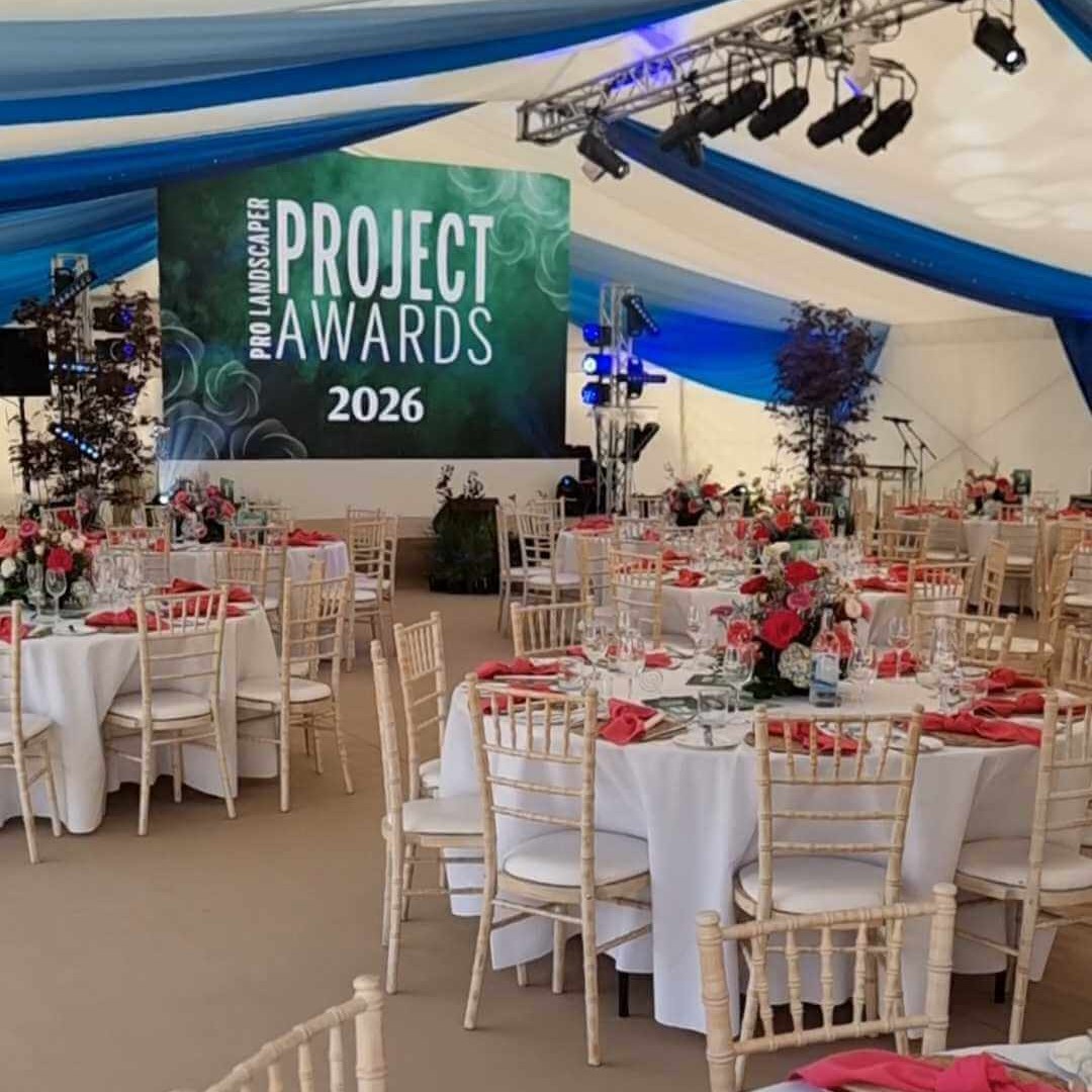 Pro Landscaper Project Awards 2026 venue prepared for the awards ceremony